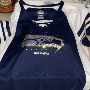Majestic Blue and White Seattle Seahawks Jersey